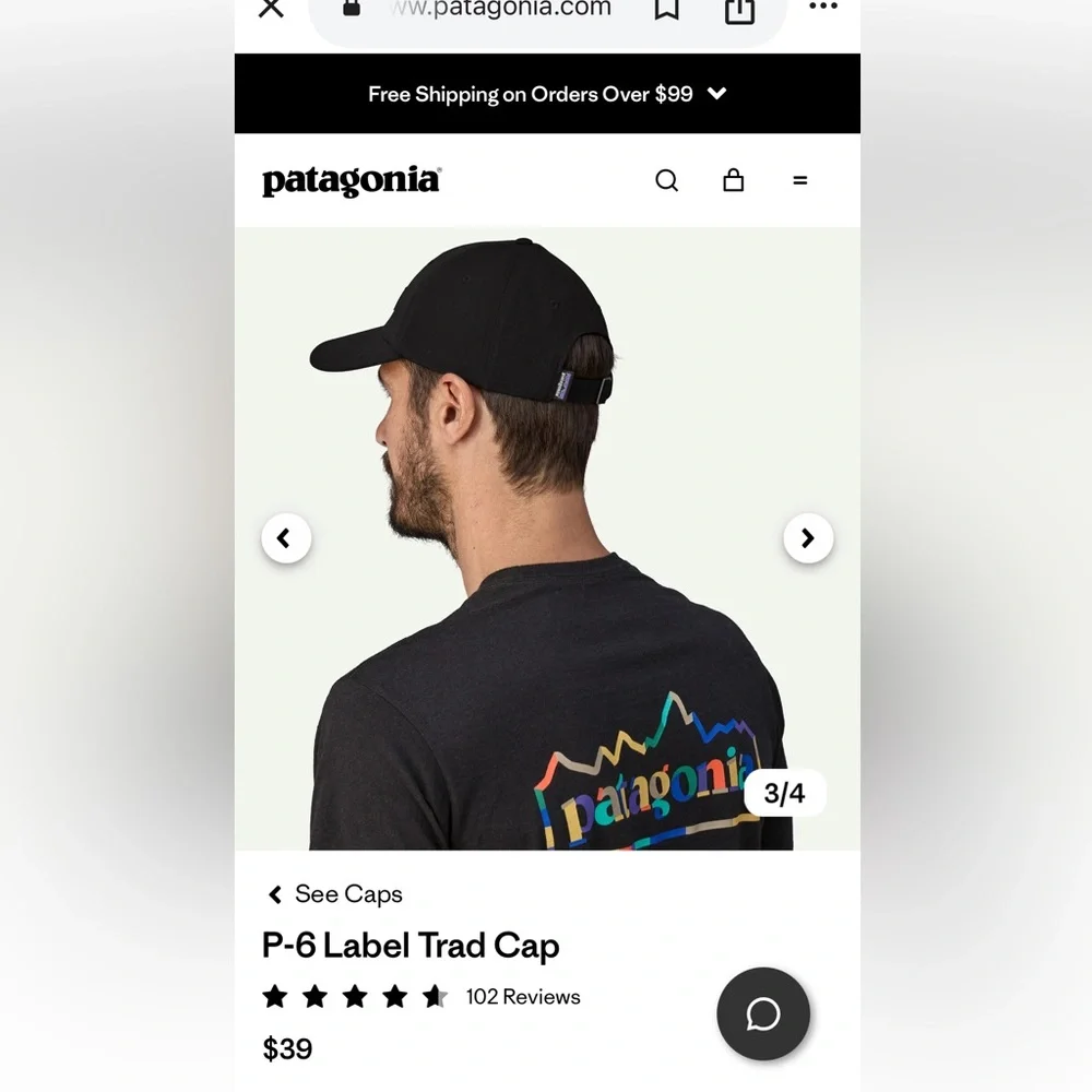 NWOT Patagonia Minimalist Unisex Black Men's Cap Hat - Picture 3 of 7